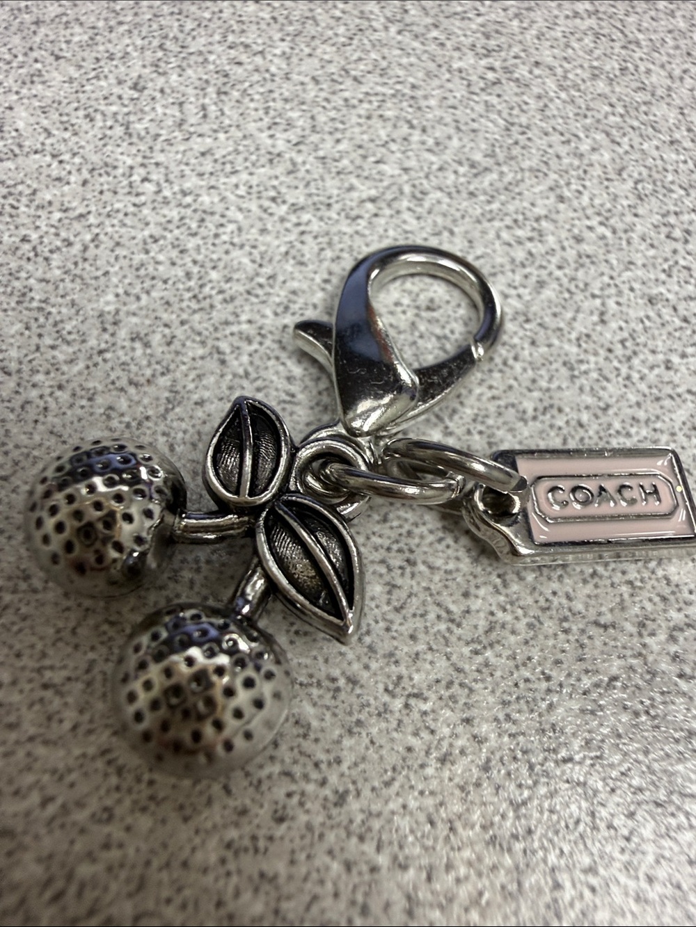 COACH Silver Cherry Charm Key & Bag Clip
